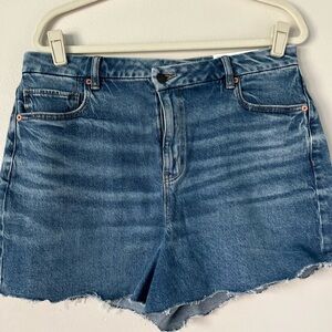 American Eagle Outfitters Distressed High-Rise Denim Shorts - Blue Wash